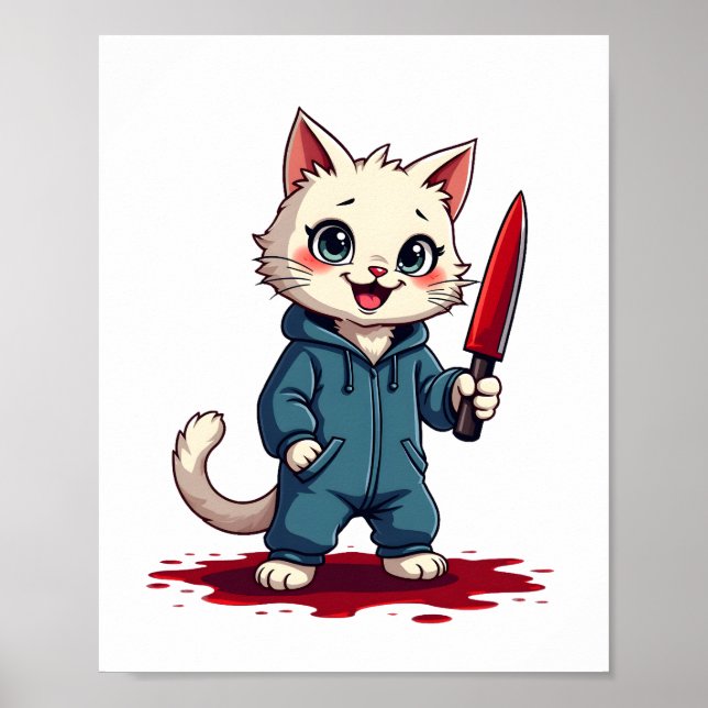 Funny Cat Horror Movies Cute Halloween For Cat Kit Poster (Front)