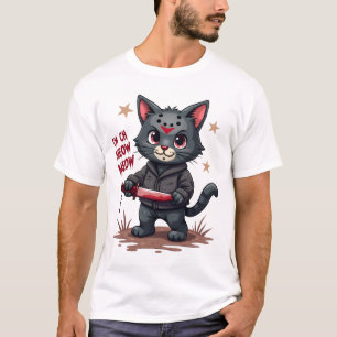 Funny Cat Horror Movies Cute Halloween for Cat Kit T-Shirt