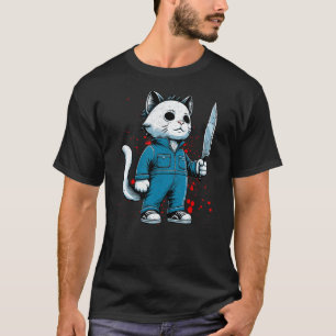 Funny Cat Horror Movies Cute Halloween For Cat Kit T-Shirt