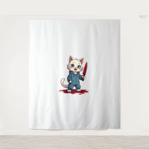Funny Cat Horror Movies Cute Halloween For Cat Kit Tapestry
