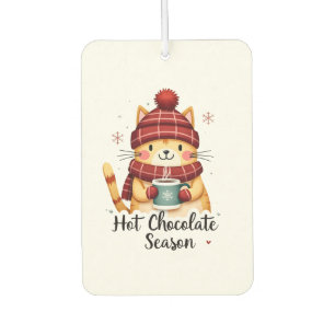 Funny Cat Hot Choco Season Merry Christmas Mom Dad Car Air Freshener
