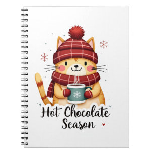 Funny Cat Hot Choco Season Merry Christmas Mom Dad Notebook