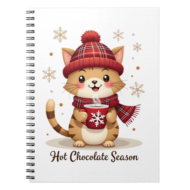 Funny Cat Hot Choco Season Merry Christmas Mom Dad Notebook (Front)