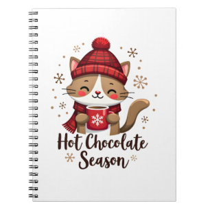 Funny Cat Hot Choco Season Merry Christmas Mom Dad Notebook