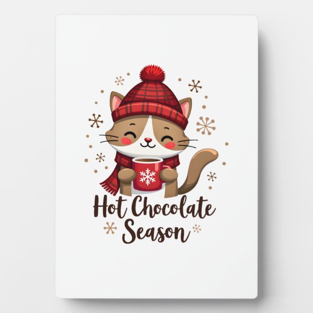 Funny Cat Hot Choco Season Merry Christmas Mom Dad Plaque (Front)