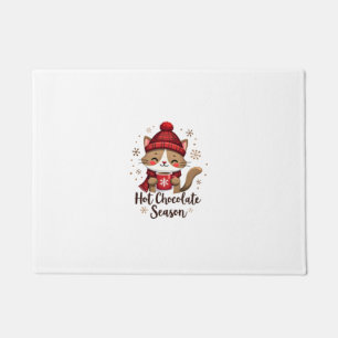 Funny Cat Hot Choco Season Merry Christmas Mum Dad Doormat