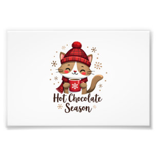 Funny Cat Hot Choco Season Merry Christmas Mum Dad Photo Print