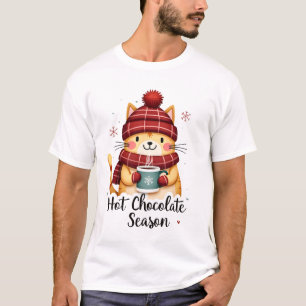 Funny Cat Hot Choco Season Merry Christmas Mum Dad T-Shirt