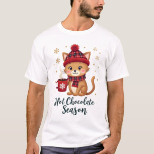 Funny Cat Hot Choco Season Merry Christmas Mum Dad T-Shirt