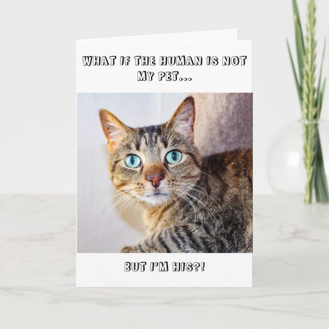 Funny Cat Human is Not My Pet Birthday Card (Front)