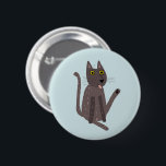 Funny Cat Humor 6 Cm Round Badge<br><div class="desc">A funny cat washing.  Or maybe he's just doing yoga? Kiss him at your own risk!  Raise a smile from any animal lover.</div>