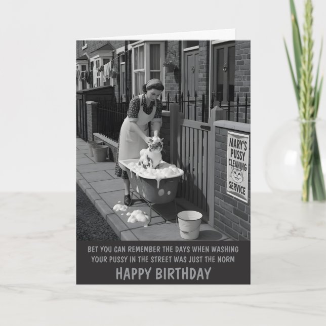 Funny Cat Humour Birthday Card (Front)