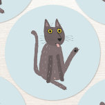 Funny Cat Humour Classic Round Sticker<br><div class="desc">A funny cat washing.  Kiss him at your own risk!  Raise a smile from any animal lover.</div>