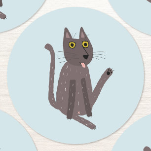 Funny Cat Humour Classic Round Sticker