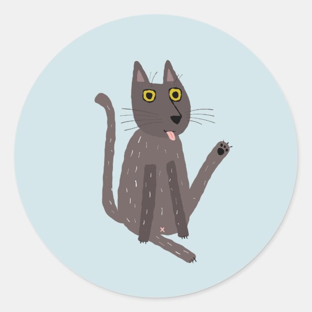Funny Cat Humour Classic Round Sticker (Front)