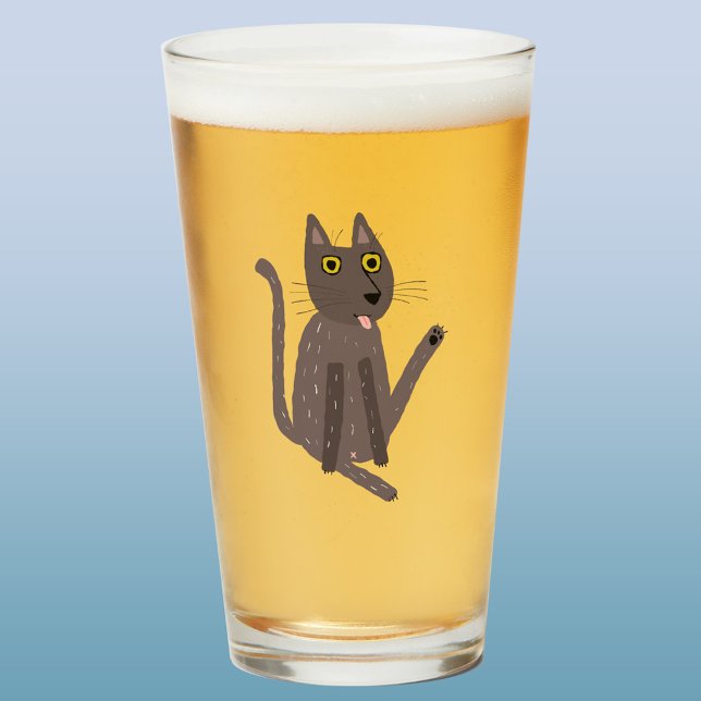 Funny Cat Humour Glass (Funny cat yoga humor beer glass)