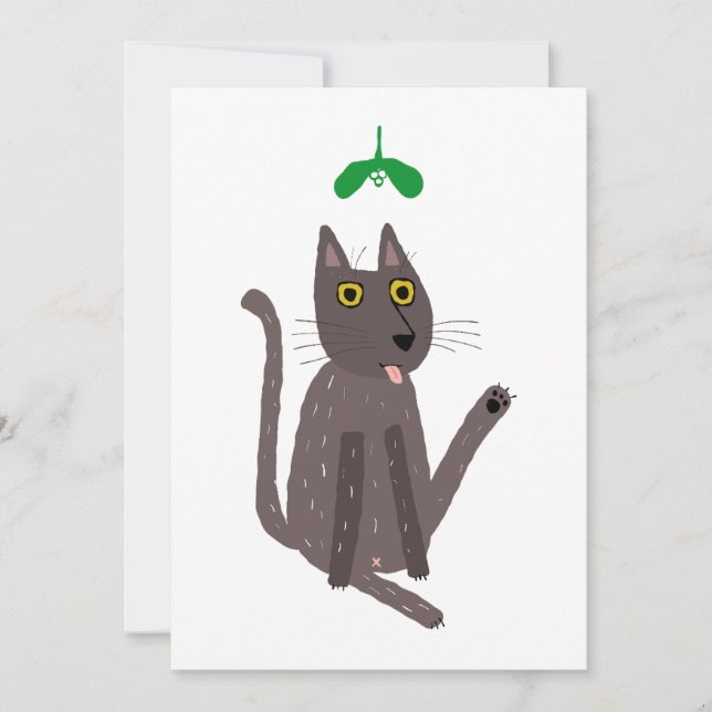 Funny Cat Humour Holiday Card (Front)