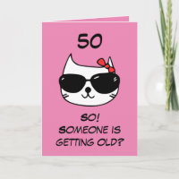 Funny Cat Humour Joke Pink Sister 50th Birthday