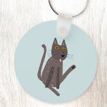Funny Cat Humour Key Ring<br><div class="desc">A funny cat washing.  Or maybe he's just doing yoga? Kiss him at your own risk!  Raise a smile from any animal lover. Perfect for pet sitters.</div>