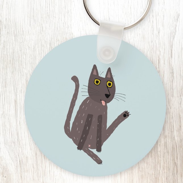 Funny Cat Humour Key Ring (Funny cat kiss aluminium keyring keychain)