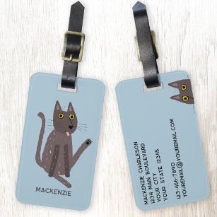 Funny Cat Humour Personalised Luggage Tag
