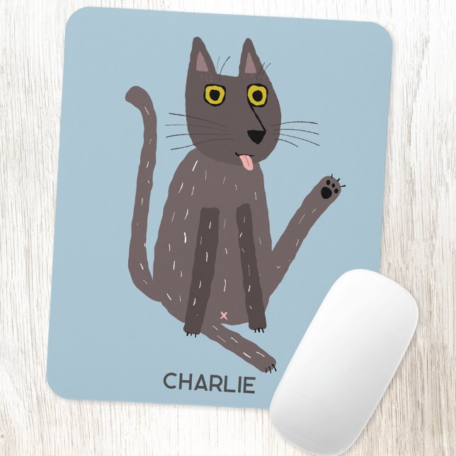 Funny Cat Humour Personalised Mouse Pad (Funny cat humor personalized name mousemat)