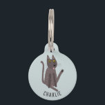 Funny Cat Humour Pet Tag<br><div class="desc">A funny cat washing.  Or maybe he's just doing yoga? Kiss him at your own risk!  Raise a smile from any animal lover. Change or delete the name on the front and details on the back to customise.</div>
