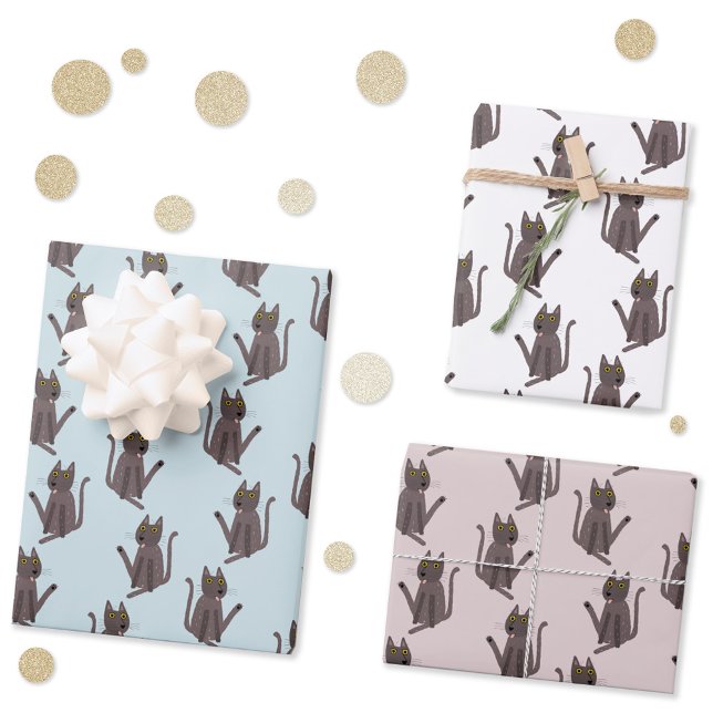 Funny Cat Humour Wrapping Paper Sheet (Fun cat humor pattern gift wrap paper sheets)