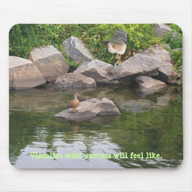 Funny Cat Hunting in Camo Mouse Pad (Front)