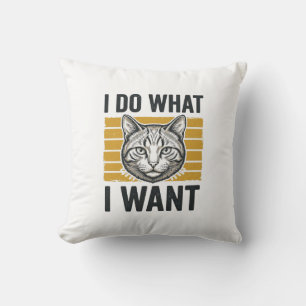 Funny Cat I Do What I Want Vintage Engraving Shirt Cushion