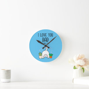 Funny Cat I Love You Dad A Hole Lot Round Clock