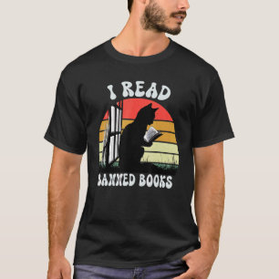 Funny Cat I Read Banned Books Bookworms Loves Read T-Shirt