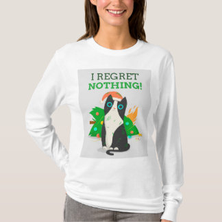FUNNY CAT I REGRET NOTHING CHRISTMAS TREE DOWN T-Shirt