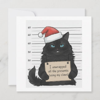 Funny Cat I unwrapped all the presents Holiday Card