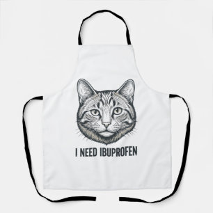 Funny Cat Ibuprofen Vintage Engraving Design_1 Apron