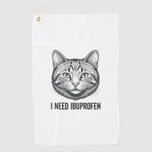 Funny Cat Ibuprofen Vintage Engraving Design_1 Golf Towel