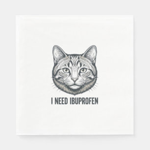 Funny Cat Ibuprofen Vintage Engraving Design_1 Napkin