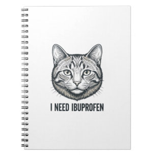 Funny Cat Ibuprofen Vintage Engraving Design_1 Notebook