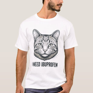 Funny Cat Ibuprofen Vintage Engraving Design_1 T-Shirt