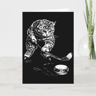 Funny Cat Ice Hockey Graphic  Card