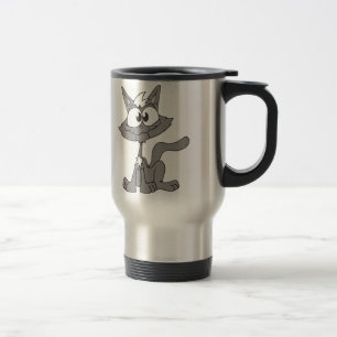 Funny Cat Illustration Travel Mug