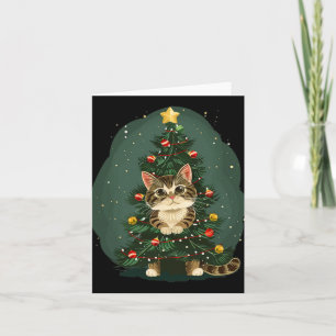 Funny Cat In Christmas Decoration Costume For Boys Card