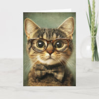 Funny Cat in Glasses Office