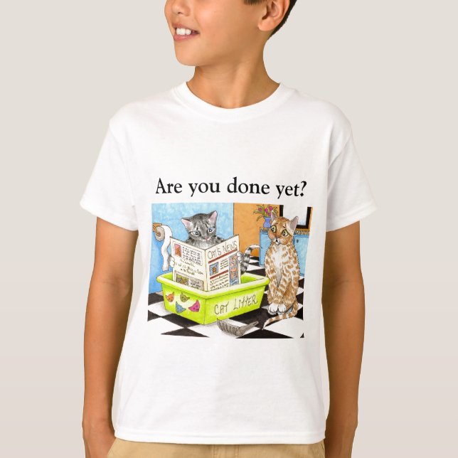 Funny Cat in litter 464 t-shirt (Front)