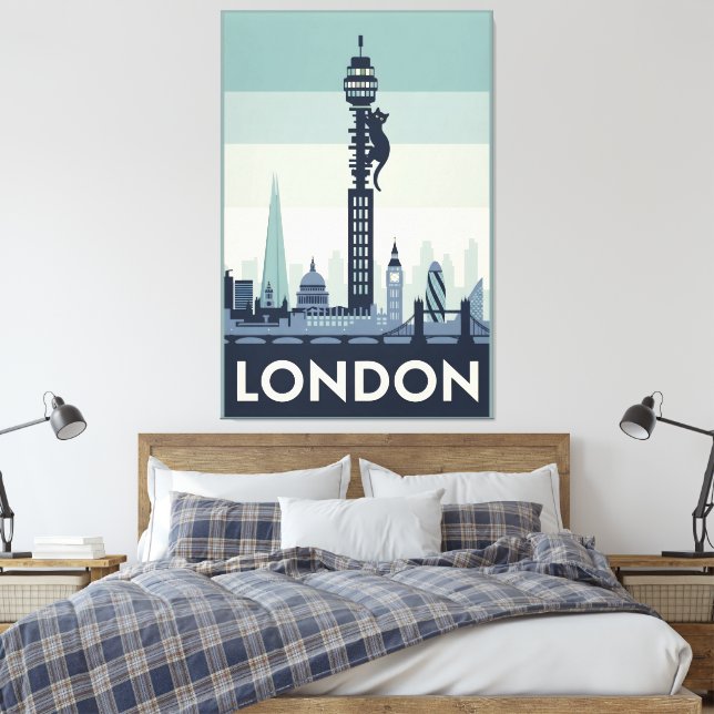 Funny cat in London Canvas Print (Insitu(Bedroom))