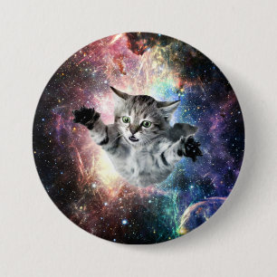 Funny cat in space 7.5 cm round badge