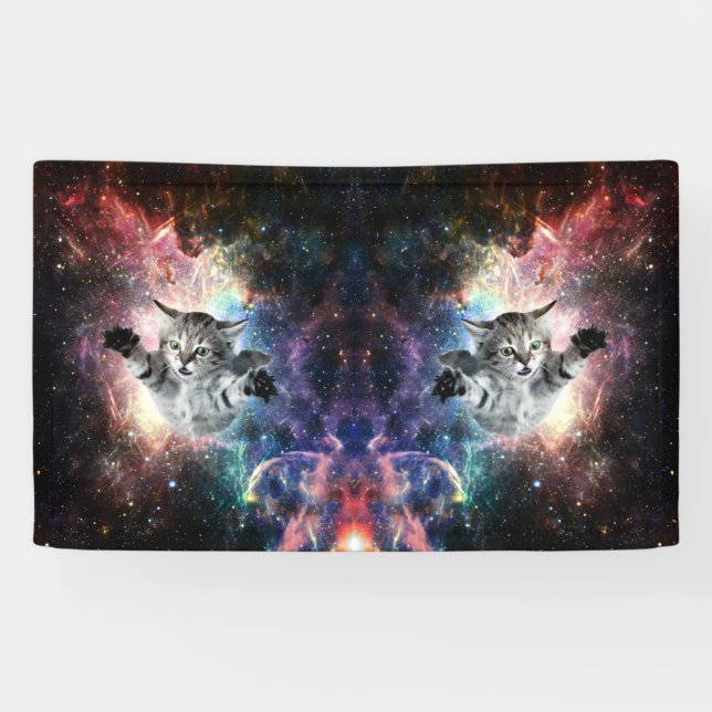 Funny cat in space  banner (Horizontal)