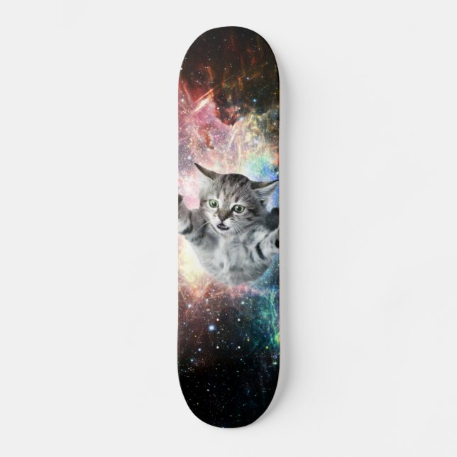 Funny cat in space skateboard (Front)