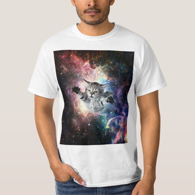 Funny cat in space T-Shirt (Front)