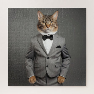 Funny cat in suit jigsaw puzzle